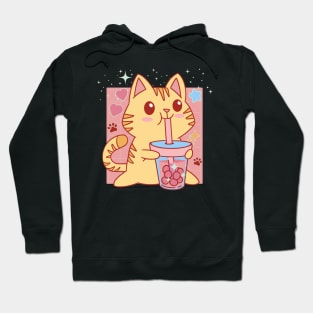 Kawaii Cat Strawberry Boba Tea Hoodie